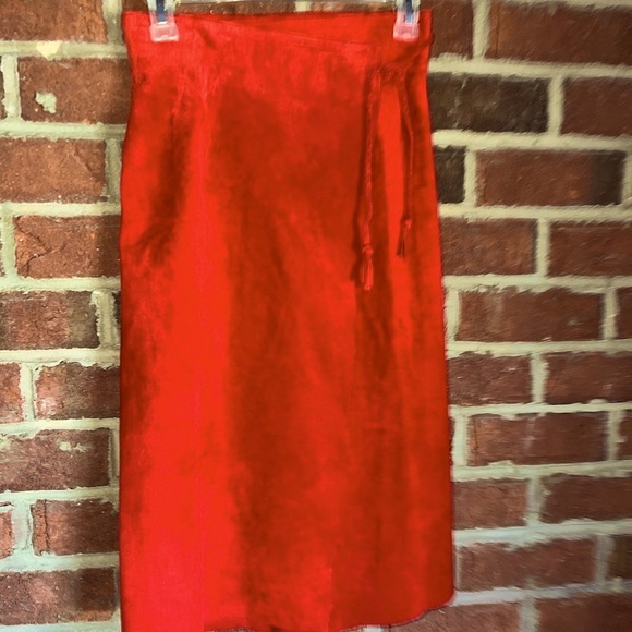 Custom made vintage Red suede wrap skirt by Patricia Wolfe in Texas - Picture 1 of 11